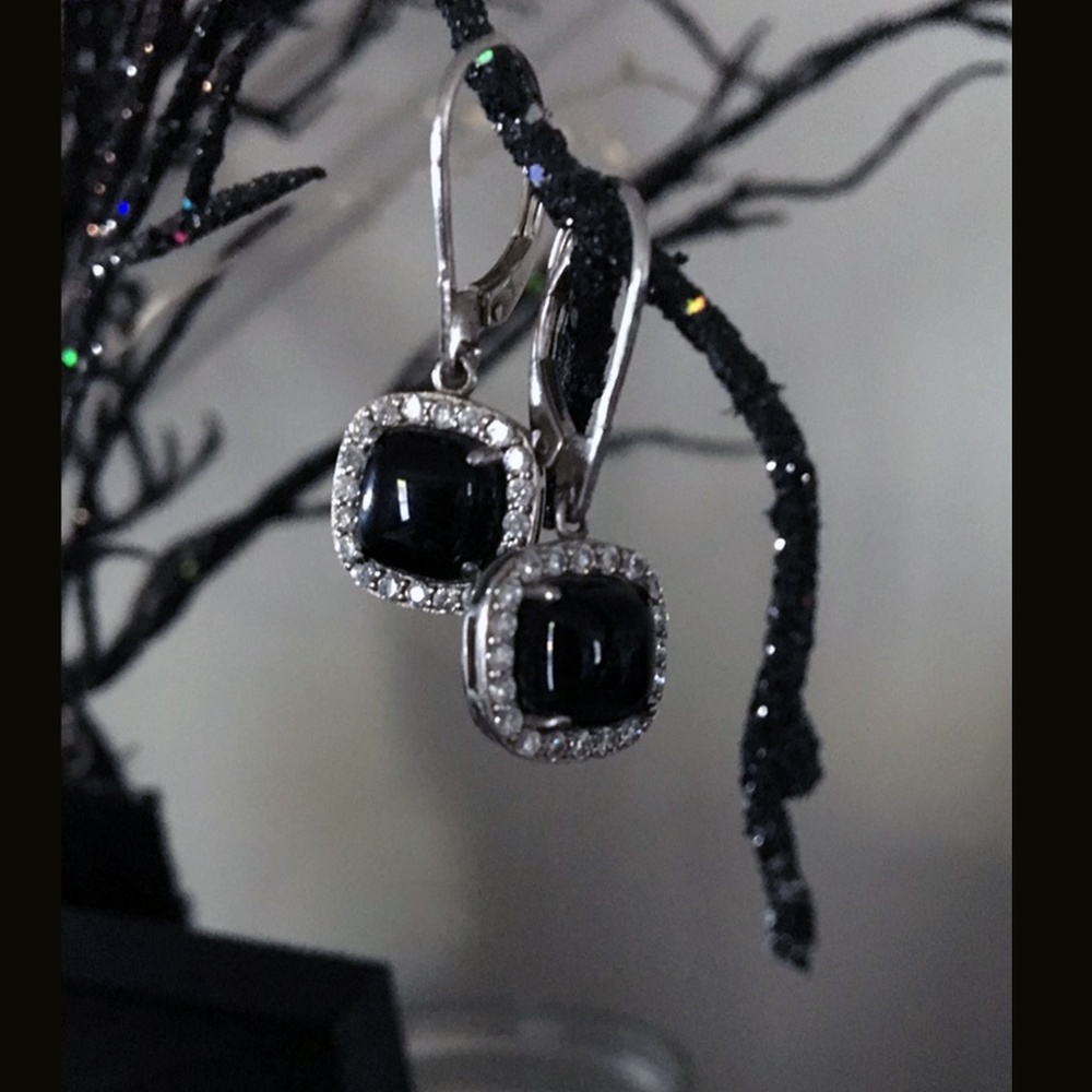 Vintage Glam Onyx & CZ Earrings | Sterling Silver